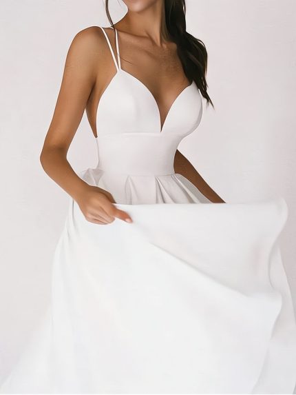 Charline™ – Robe de Soirée Longue Élégante Col en V pour Femmes Sophistiquées-2