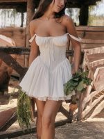 LudiqueChic™ – Robe Corset Femme Élégante avec Jupe Évasée Romantique-5