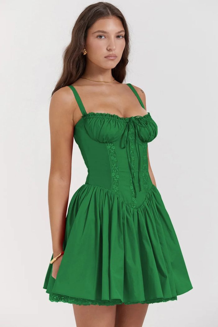 LudiqueChic™ – Robe Corset Femme Élégante avec Jupe Évasée Romantique-4
