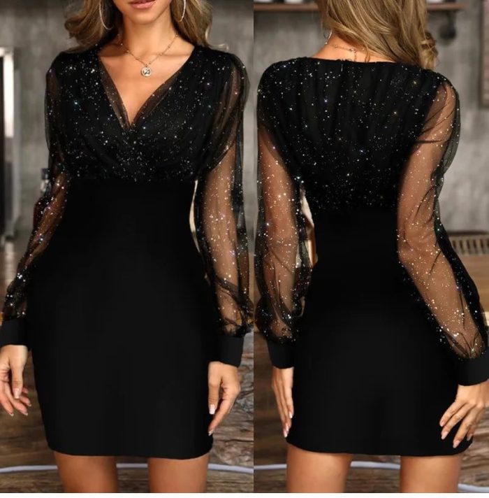 ÉléganceFemme™ – Robe Femme Longue au Col en V Élégante avec Détails Sophistiqués-6