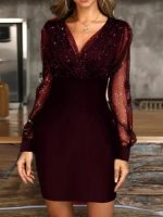 ÉléganceFemme™ – Robe Femme Longue au Col en V Élégante avec Détails Sophistiqués-3