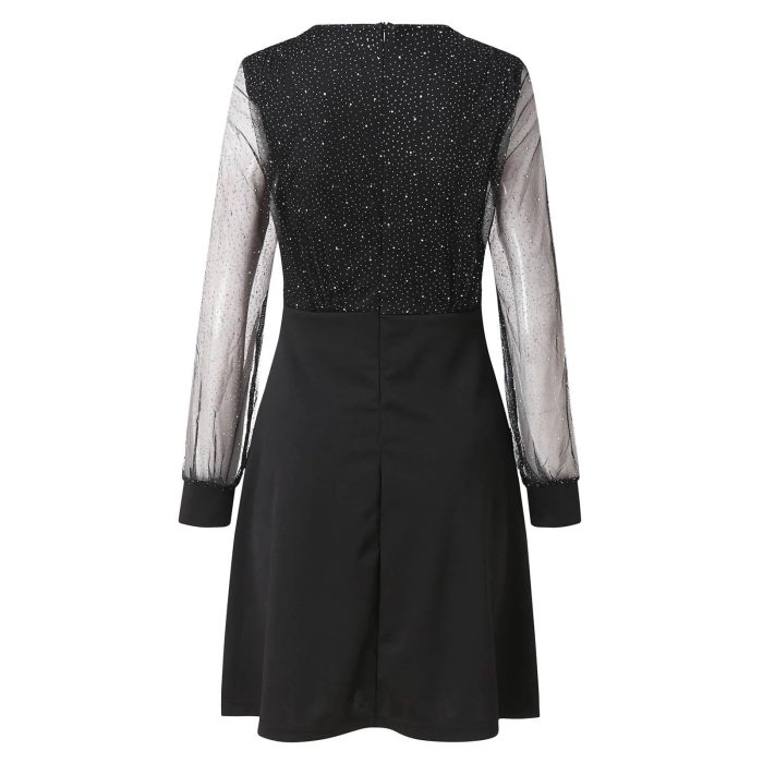 GlamourDress™ – Robe Longue Femme Élégante à Paillettes Manches Longues-5