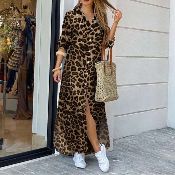 LéopardChic™ – Robe Longue Femme Élégante et Confortable en Tissu Respirant-5
