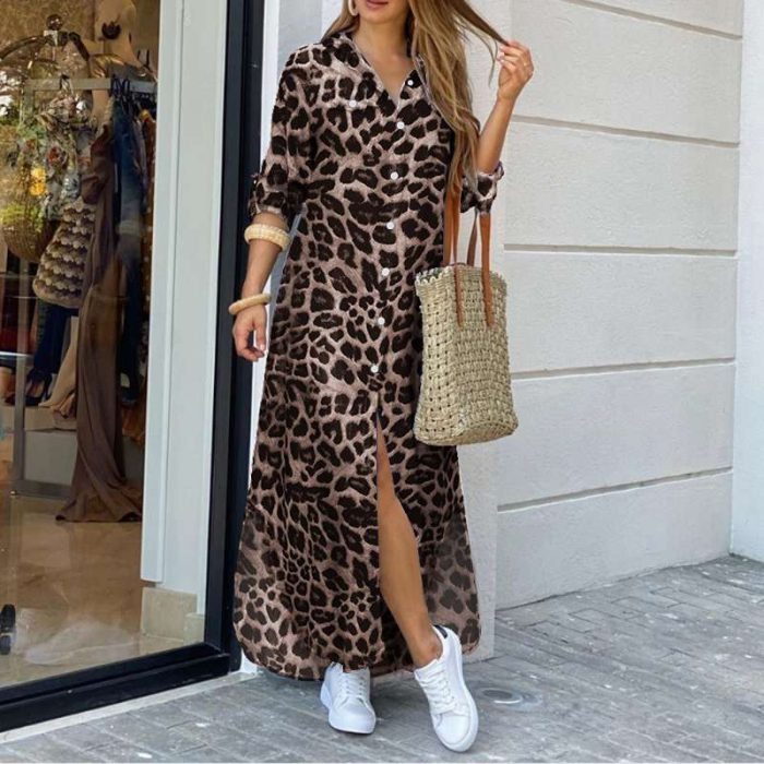 LéopardChic™ – Robe Longue Femme Élégante et Confortable en Tissu Respirant-1