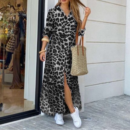 LéopardChic™ – Robe Longue Femme Élégante et Confortable en Tissu Respirant-2