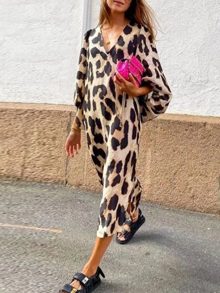 LéopardChic™ – Robe Longue Femme Maxi Élégante Confort et Style Aérien-2