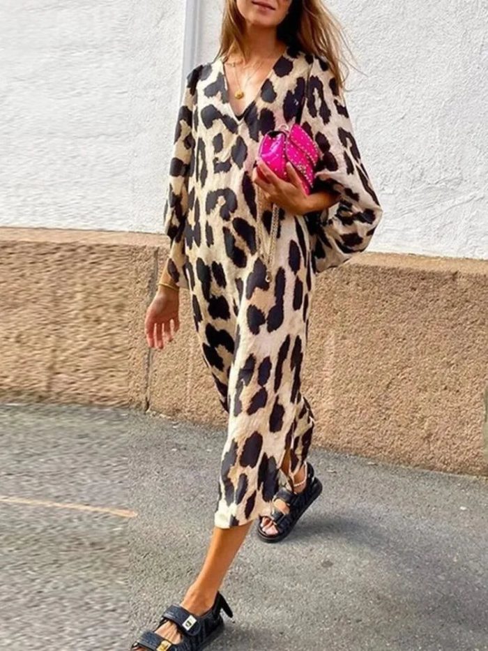 LéopardChic™ – Robe Longue Femme Maxi Élégante Confort et Style Aérien-2