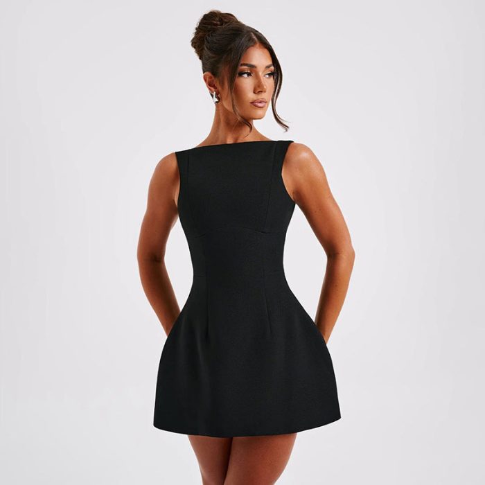 ÉléganceClassique™ – Robe Femme Mini Ajustée Chic et Polyvalente-5