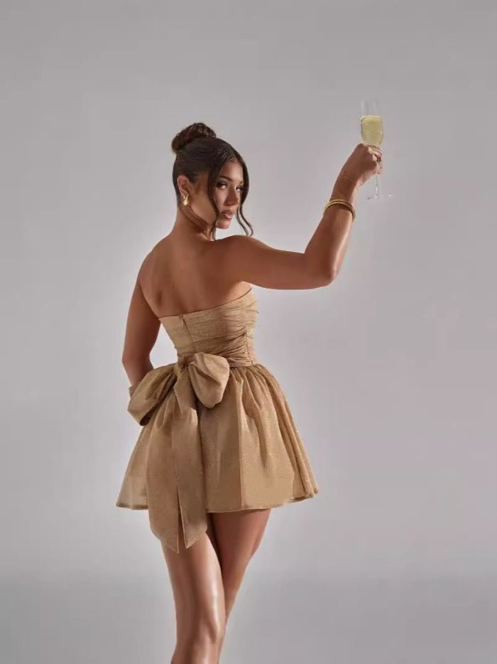 Amarae™ – Robe de Soirée Chic Mini Plissée Dos Nu Élégante et Confortable-2