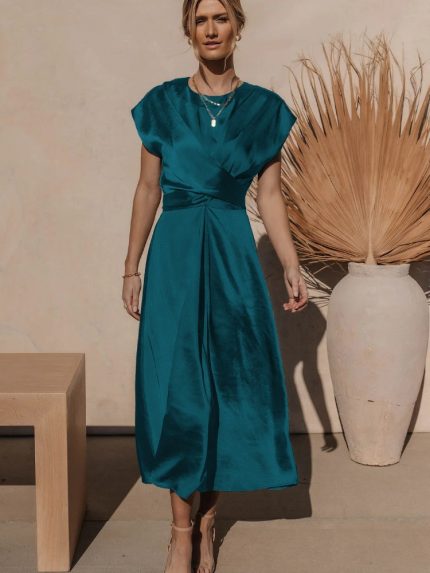 Claire™ – Robe Midi Femme Chic en Soie Élégante et Confortable-2