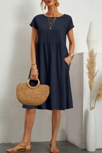 Melanique™ – Robe Décontractée Femme Élégante avec Détails Patchwork-1