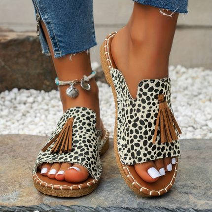 Felissia™ – Sandales Femme Plates Léopard Chic et Confortables Été