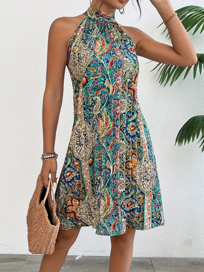 Florialya™ – Robe Bohème Chic à Fleurs Sans Manche et Plissée pour Été