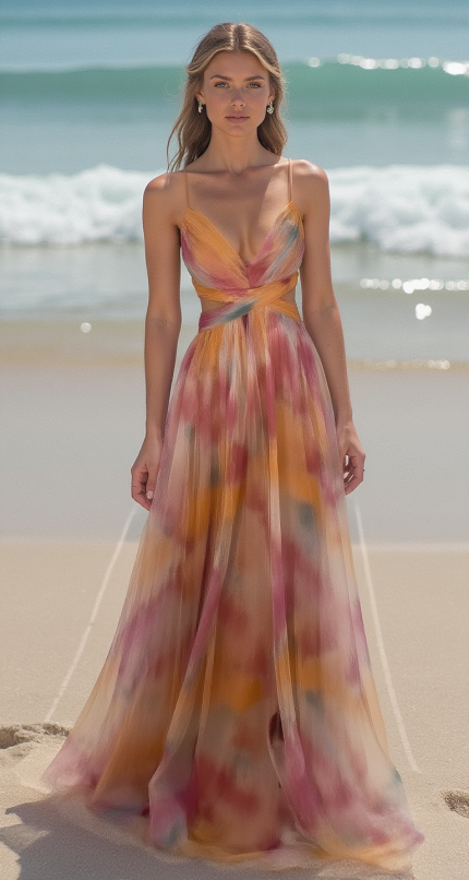 ChicElegance™ – Robe Longue Femme Imprimé Moderne et Laçage Ajustable-1